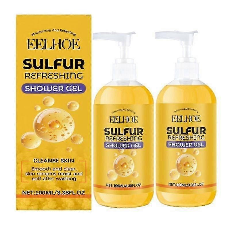 Sulfur Refreshing Shower Gel, Sulphur Shower Gel, Antibacterial Sulphur Formula Deep Cleansing, Power
