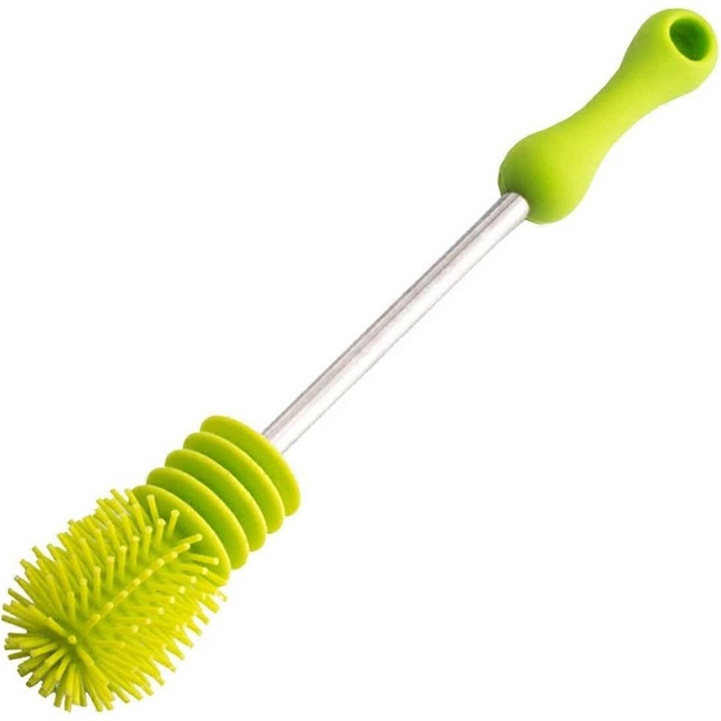 Washing Cleaning Rotary Handle Cleaner Soft Sponge Silicone Cup Brush Feeding (Green)