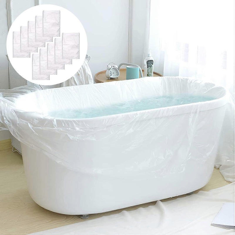 10 Pieces Disposable Bathtub Liner (120 x 260cm), Portable Disposable Bath Bag – Ultra Large Thick Film and Cover Liner, for Travel, Household and Hot