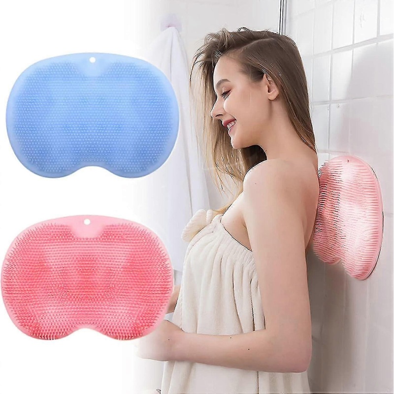 2 Pack Shower Back & Foot Scrubber,wall Mounted Back Scrubber Silicone Bath Massage Cushion Brush With Suction Cups Newway
