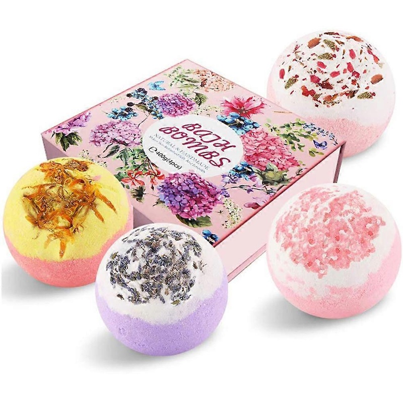 Bath Bombs,4Pcs Bath Bomb Gift Set With Surprise Inside, Natural Essential Oils,Perfect For Moisturize Skin & Bubble Bath & Fizzy Spa