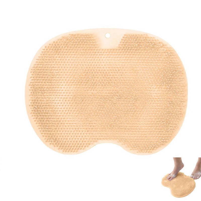 Wall-Mounted Back Washer, Foot Massage Pad, Shower Foot And Back Washer, Silicone Bath Brush With Suction Cup-Orange