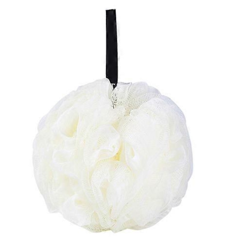 White Seaweed Infused Bath Shower Loofah Sponge Pouf Body Wash Scrubber (Set of 3)