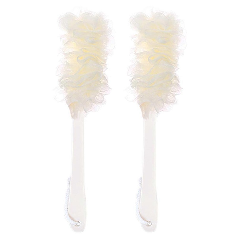 2 Household Shower Long-Handle Brushes, Scrub Back Brushes, Scrub Bath Brushes, Adult Shower Brushes-White