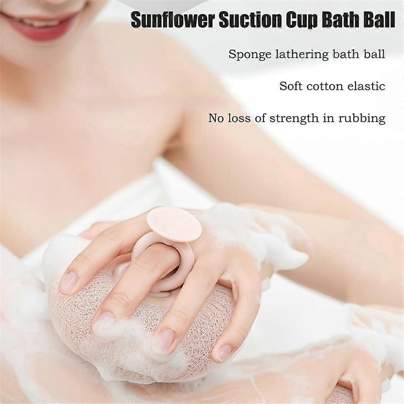 2 Pack Super Soft Sunflower Suction Cup Bath Ball,Loofah Sponge Effectively Exfoliates,Essential , B