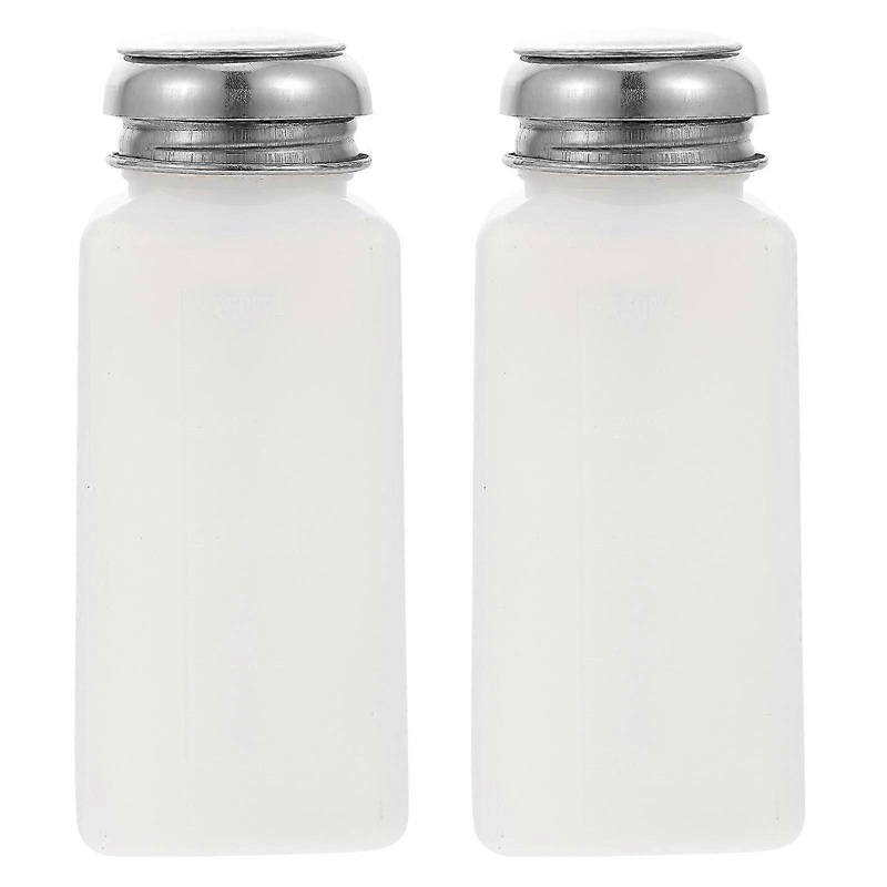 2Pcs 250ml Anti-static Pressure Alcohol Bottle Pump Dispenser for Storing Liquid Alcohol (White)