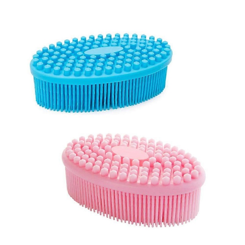 2 Pack Exfoliating Silicone Body Scrubs Easy To Clean, Lathers Well, Long Lasting And More Hygienic Than Traditional Loofah (Blue & Pink)