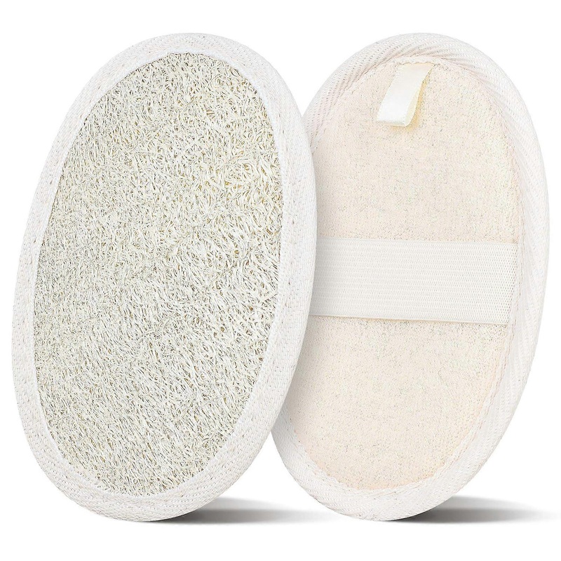 2 Pack Loofah Sponge Pads, Natural Luffa And Terry Cloth Exfoliating Loofah Sponge Scrubber Body Glove For Spa, Bathing And Shower