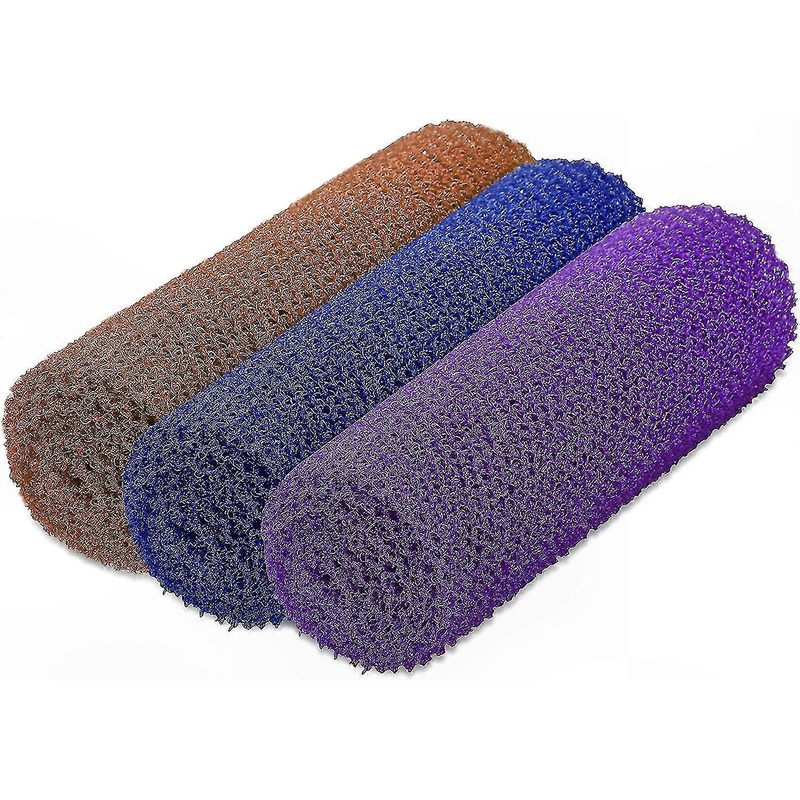 3-Pack Long Mesh Bath Sponges for Exfoliating and Body Scrubbing, Orange and Purple