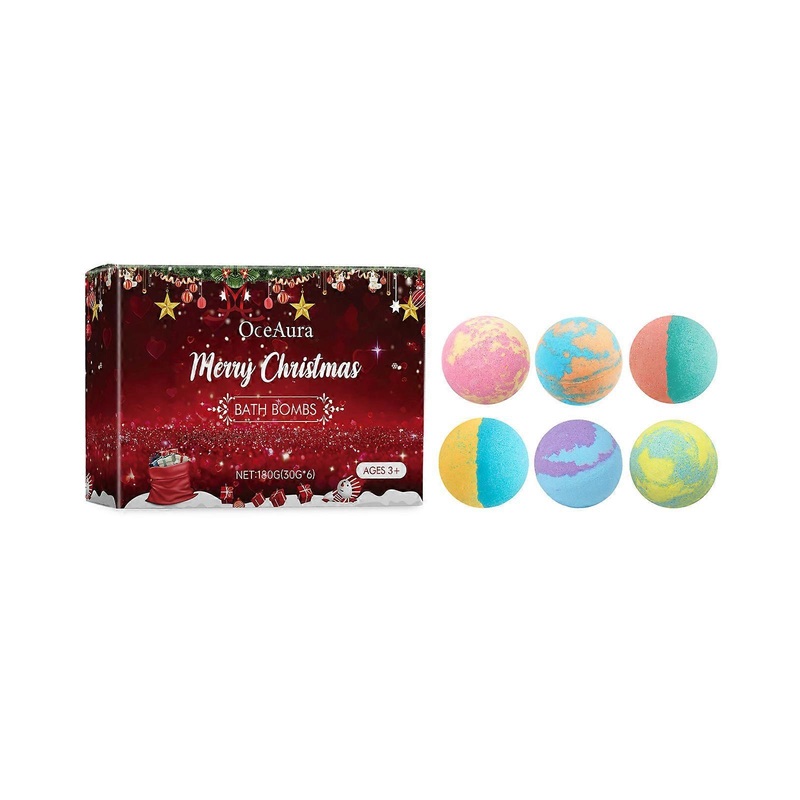 OceAura Christmas Bath Salt Balls Bubble Shower Fragrance Moisturizing Floral Scent Long Lasting Plant Based Gentle Cleanser