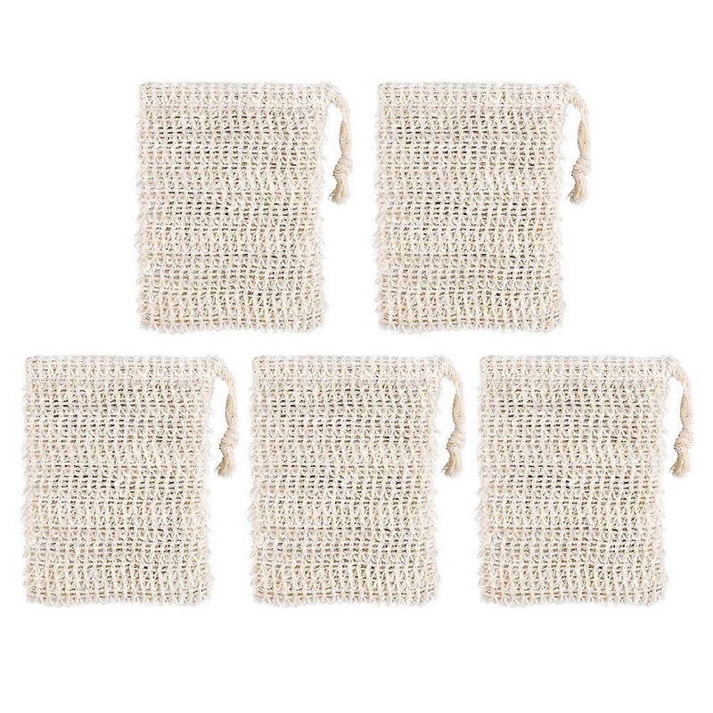 Soap Pouch Net Exfoliating Bath Bag for Cleansing Use 10Pcs Light Yellow