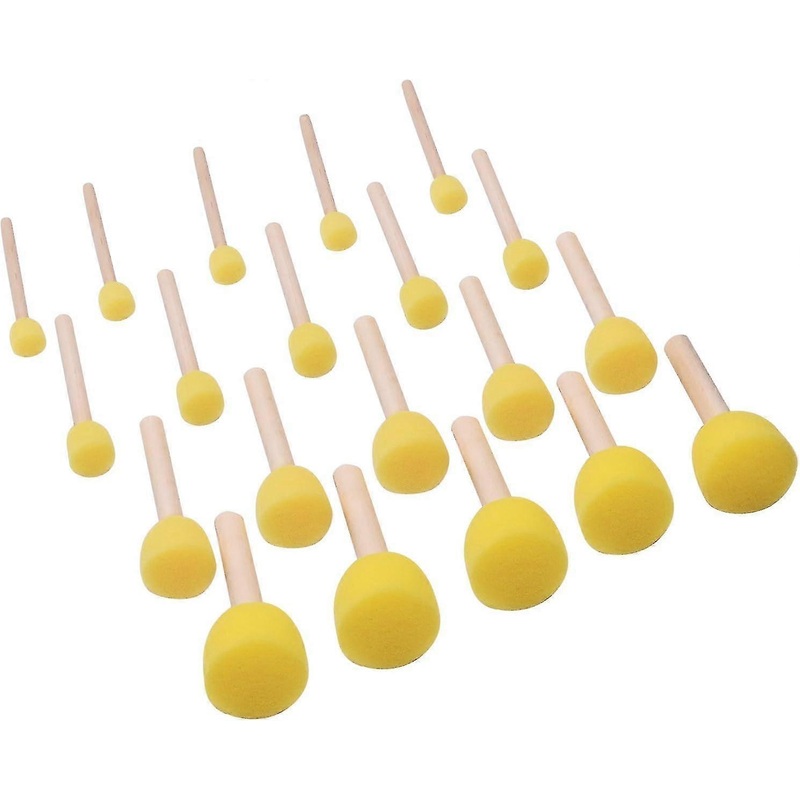 Sponge Brush Round Sponge Stippler Paint Tools For Kids Graffiti  4 Sizes  20 Pieces Yellow