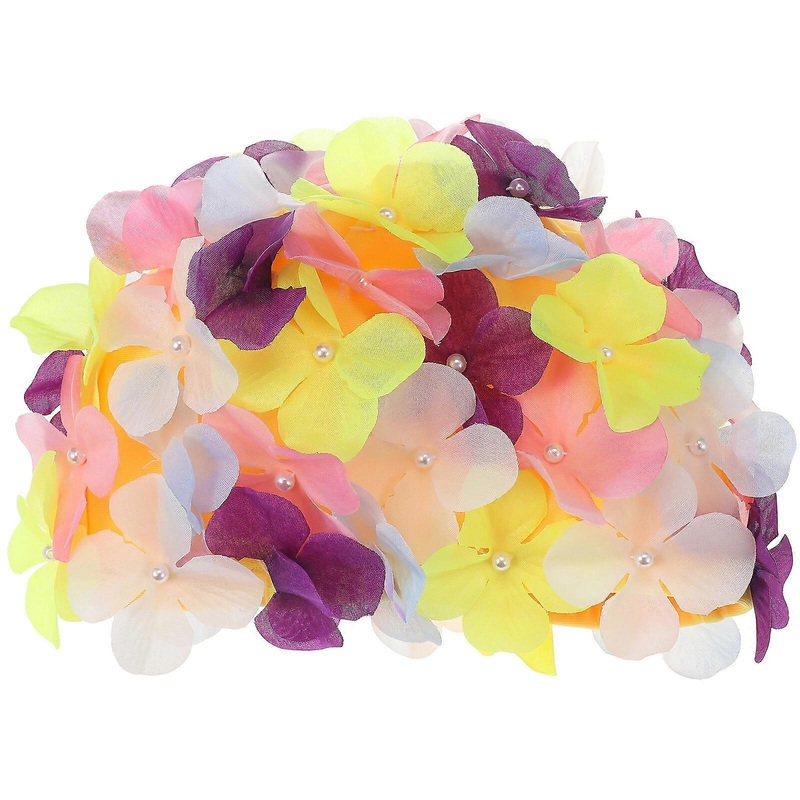 WINOMO Fashionable Swim Floral Petal Stylish Swimming Hat Bathing Hat Size L for Women (Colorful)