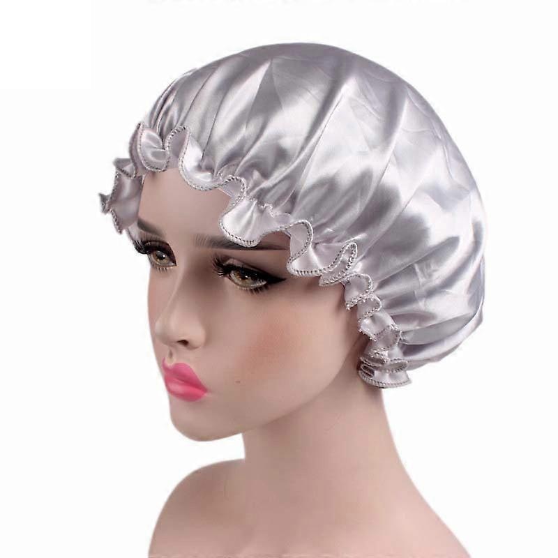 Women Silk Sleep Cap Solid Bonnet Elastic Band Hat Hair Head Cover