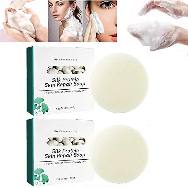 2Pcs Milk Soap, Silk Protein Skin Repair Soap, Exfoliating and Brightening Soap for Dull, Uneven Skin, Smooth And Soft for Face & Body