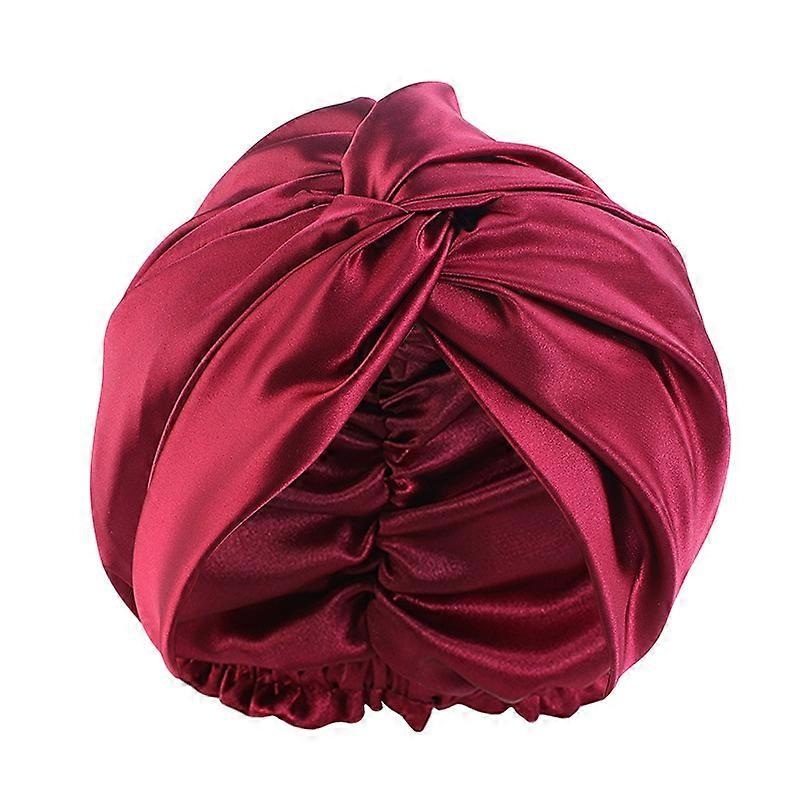 Wine Red Shower Cap for Women and Girls, Reusable, Oversized, Double Waterproof, Washable, Cute and Soft