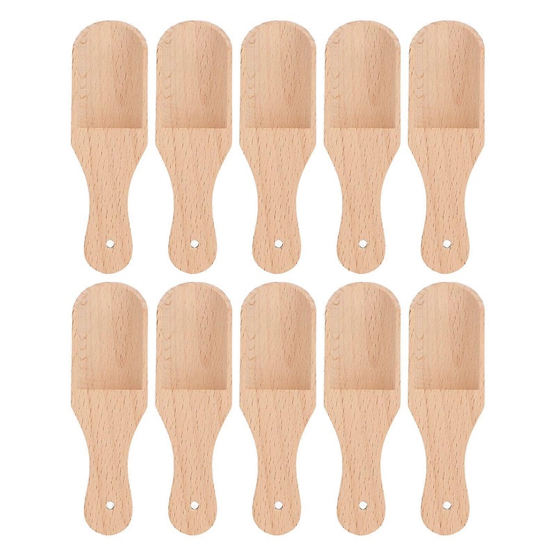 10pcs Bath Salt Scoop Multipurpose Eco Friendly Beech Wood Portable Salt Scoop for Bathroom
