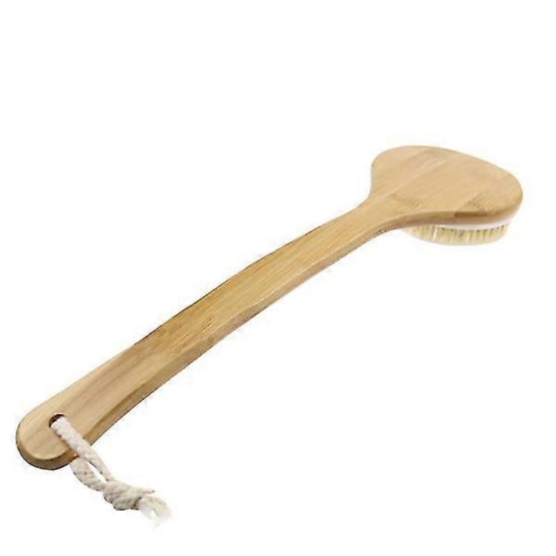 1pc Bristle Bathing Brush Bamboo Handle Scrubber Body Exfoliator Back Massage Brush For Men Women (l)