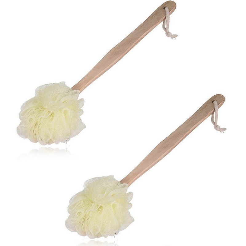 2 long handle bath balls, bath balls, bath brushes, back balls