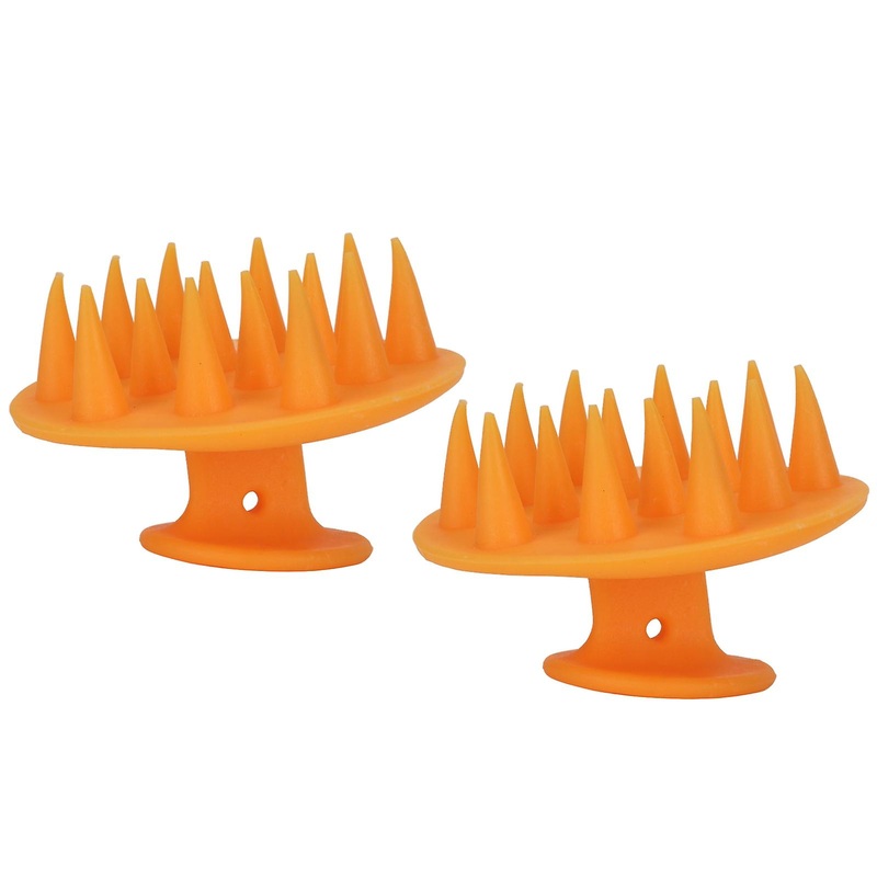 2 Pack Silicone Scalp Massager Brush for Men Women, Dandruff Removal Wet and Dry Hair, Orange Shampoo Brush for Hair Growth