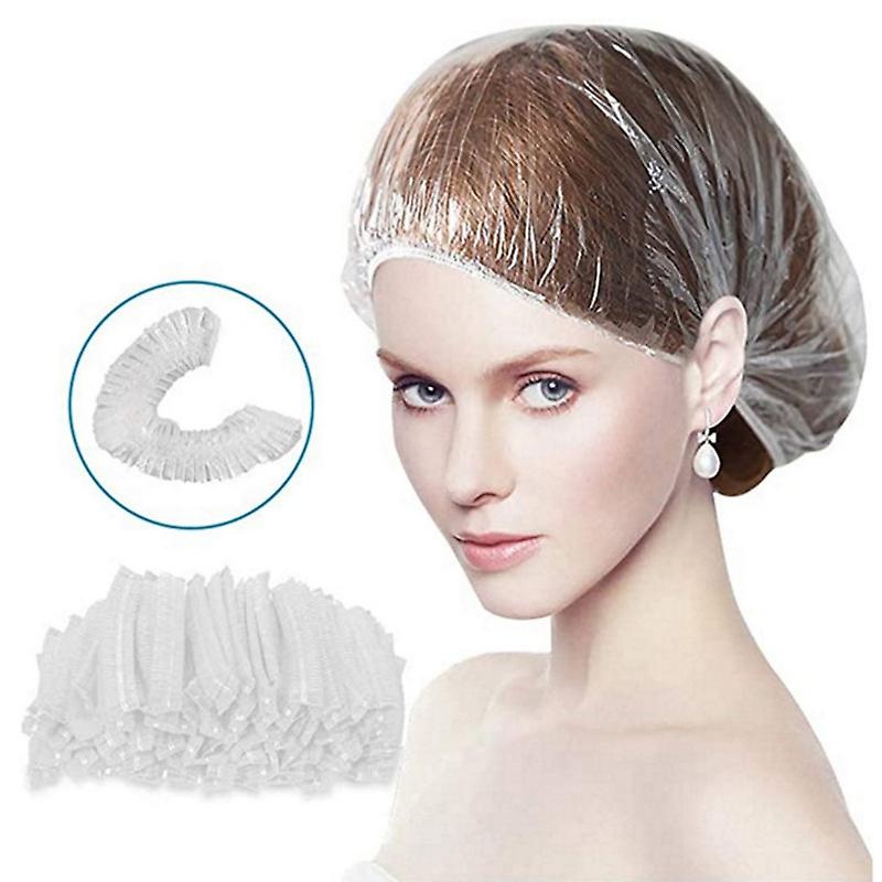 100 Pcs Disposable Shower Caps, Clear Plastic Thick Elastic Wi – Hair Caps
