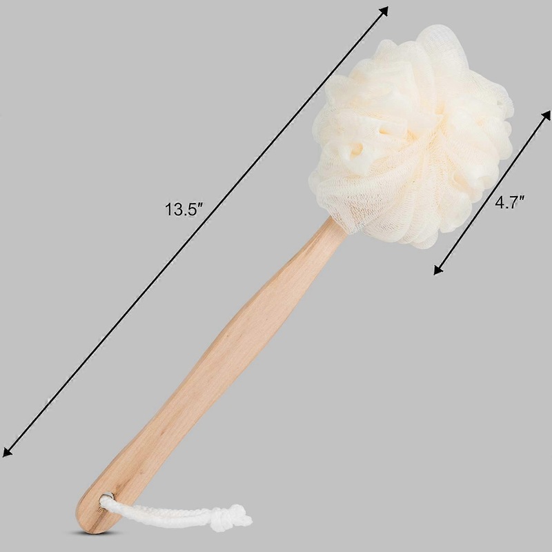 2 Pack Loofah Sponge Back Scrubber Long Handled Sponge Mesh Pouf Shower Brushes for Women&Men Bathroom Spa Massage Shower