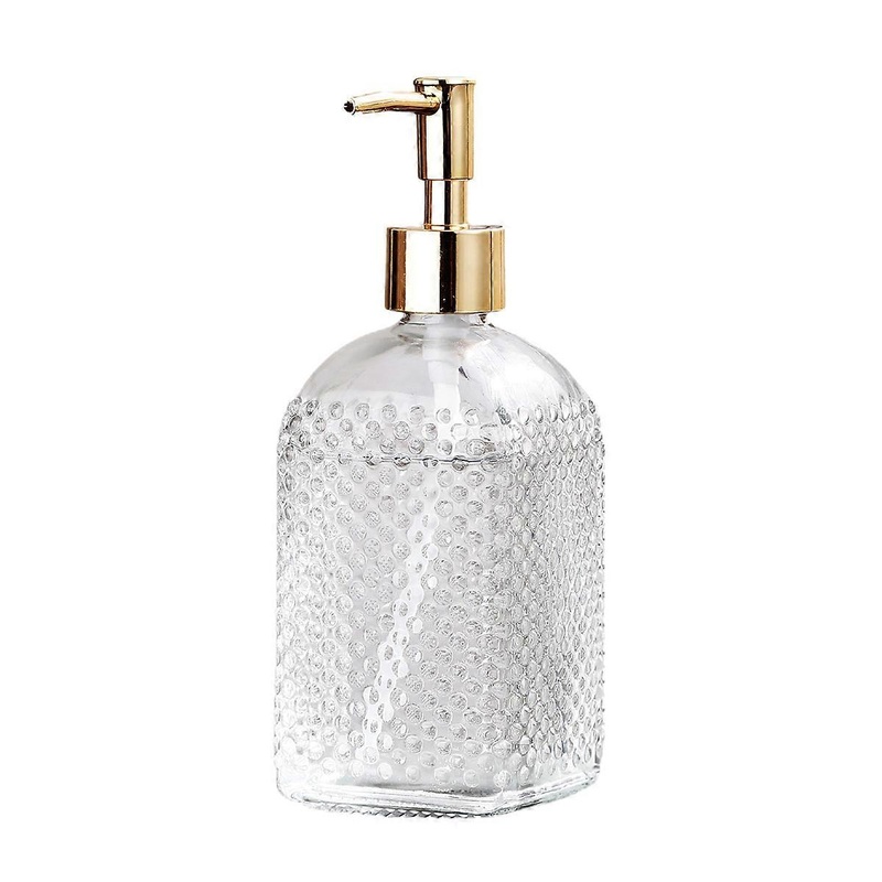 400ml Square Glass Hand Sanitizer Bottle, Empty Bottle for Bathroom/Kitchen