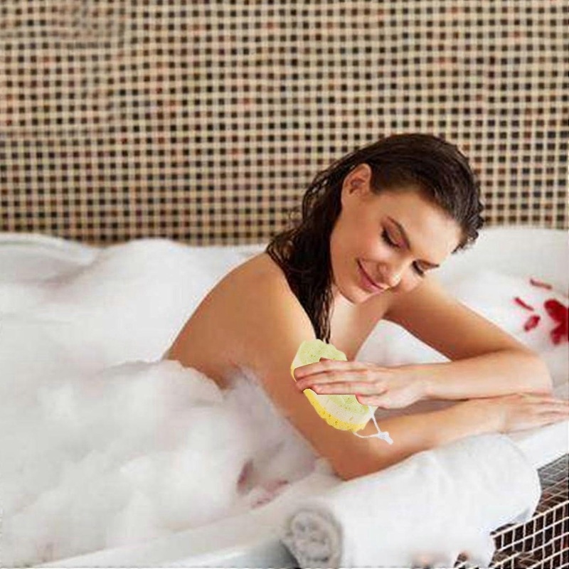 Toddler Foam Rub – Ergonomic Soft Bathing Towel, Three-Layer Body Sponge in Yellow for Family and Friends
