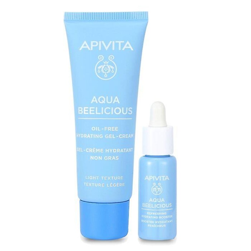Apivita Hydrating Bouquet (aqua Beelicious- Light Texture) Gift Set: Hydrating Gel-cream 40ml+ Hydrating Booster 10ml+ Pouch 2pcs+1pouch