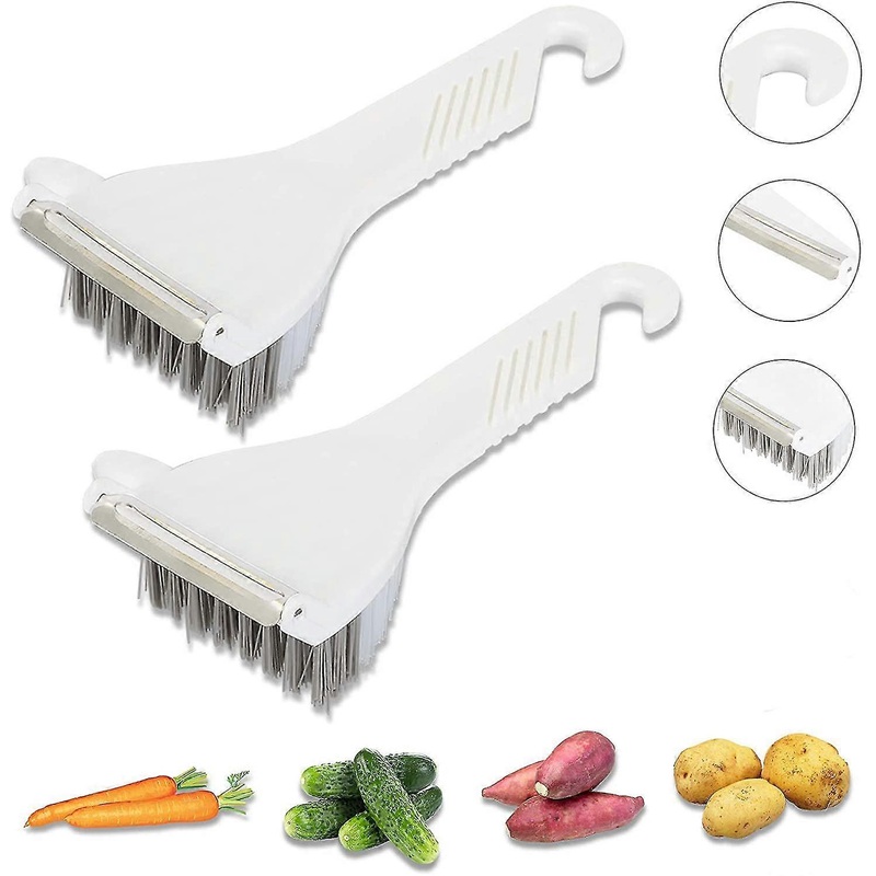 Vegetable Brush – Potato Scrubber Brush, Non-Slip Durable Handle with Hook, Easy to Use and Store, Great for Potatoes, Radishes, Cleaning and Peeling,