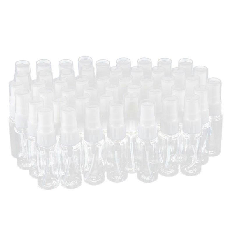 50-pack Empty Clear Plastic Fine Mist Spray Bottles with Microfiber Cleaning Cloth, 20ml Refillable