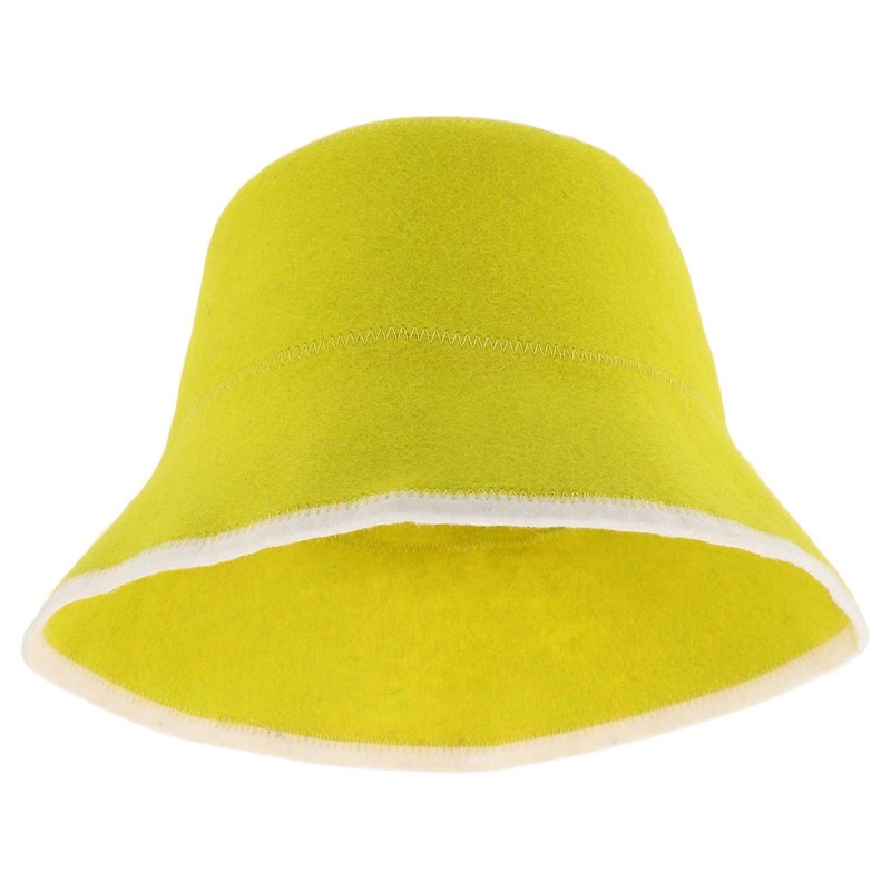 Wool Sauna Hat for Bathing Cap Reusable Absorbent Sauna Hat Yellow