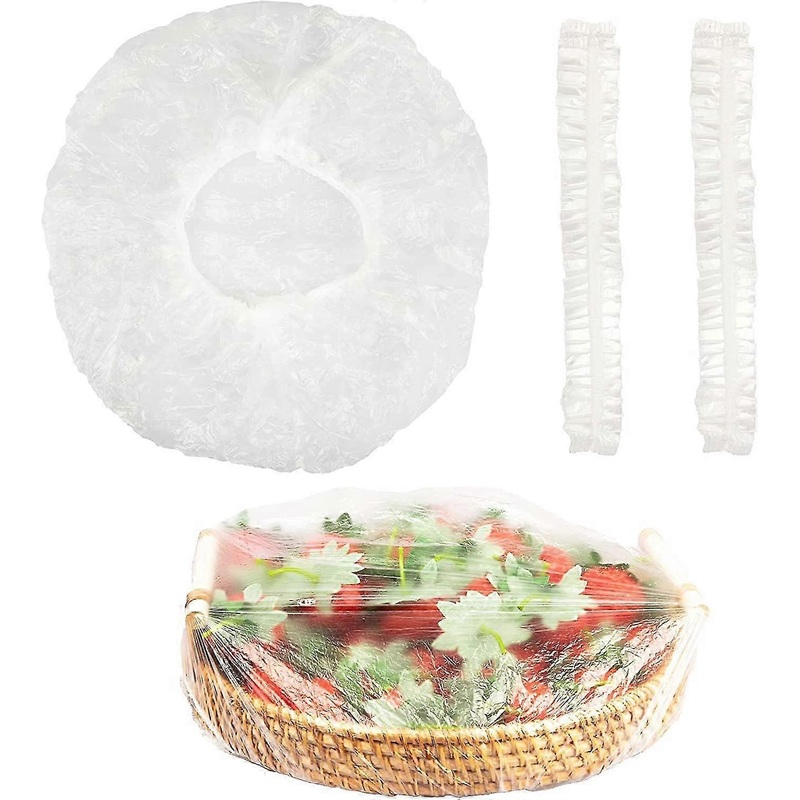 100pcs Disposable Food Covers Stretchable Plastic Bowl Caps with Elastic Edge