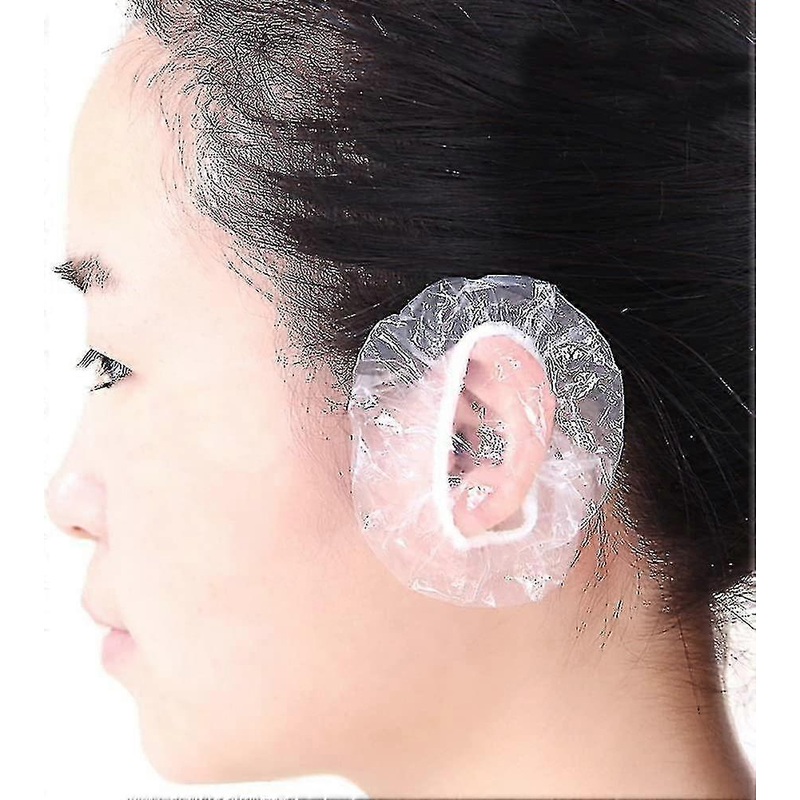 100pcs Disposable Hair Dyer Ear Protector Covers Shower Caps For Ears Clear