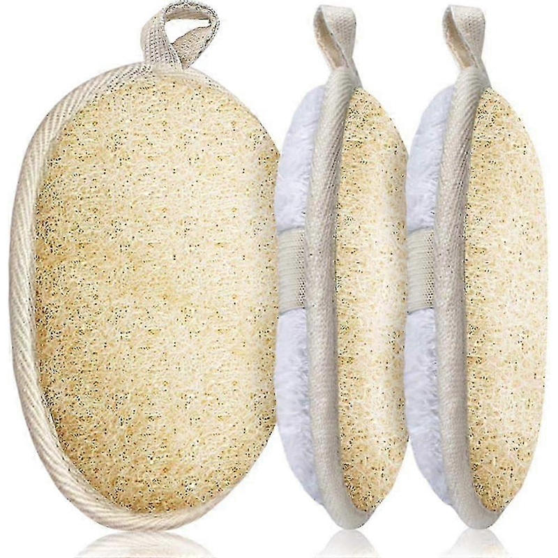 Packs Exfoliating Loofah Sponge Pads, Natural Luffa And Terry Cloth Materials
