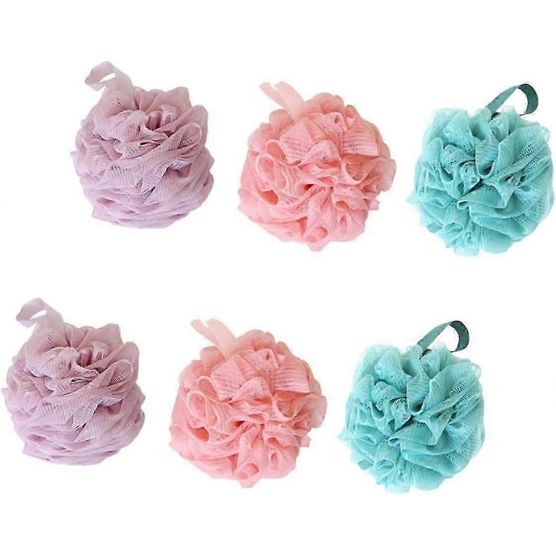 2025 Latest Model  6Pcs Bath Balls for Adults Bubble Making Bath Purple Blue and Pink 2 of Each Soft Bath Spo