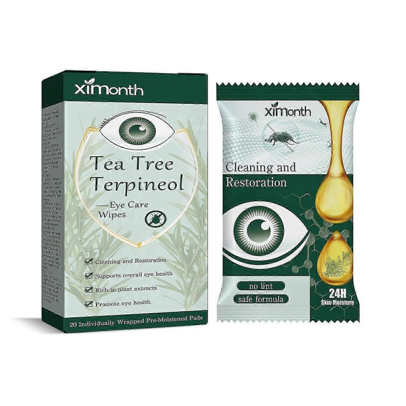 Tea Tree Oil Eye care Wipes With Aloe,Coconut oil & Chamomile For Mites remove & Itchy Eyes, Individually Eye care Eyelash Wipes