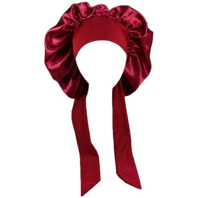 Women Satin Polyester Silky Bonnet Cap Night Sleep Hat Shower Hair Cover Wrap