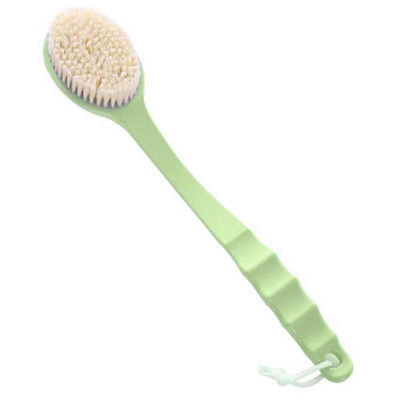 1Pc Long Handle Plastic Body Shower Brush Bath Back Cleaning Scrubber Green
