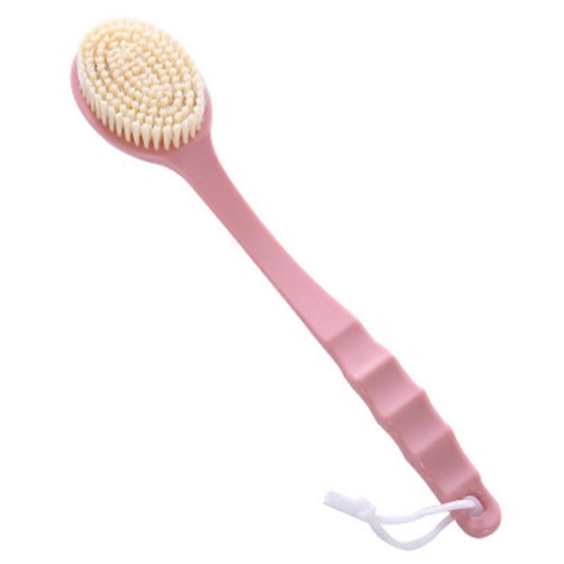 1Pc Long Handle Plastic Body Shower Brush Bath Back Cleaning Scrubber Pink