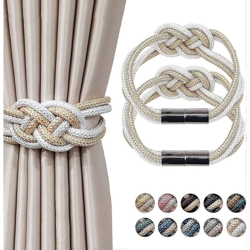 2 Pack Strong Magnetic Curtain Tiebacks-beige And White
