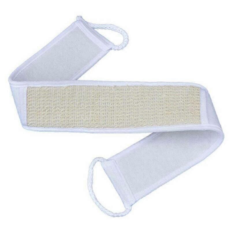 (White) Exfoliating Wash Scrubber Back Strap Loofah Sponge Spa Shower Brush Body Cleaner