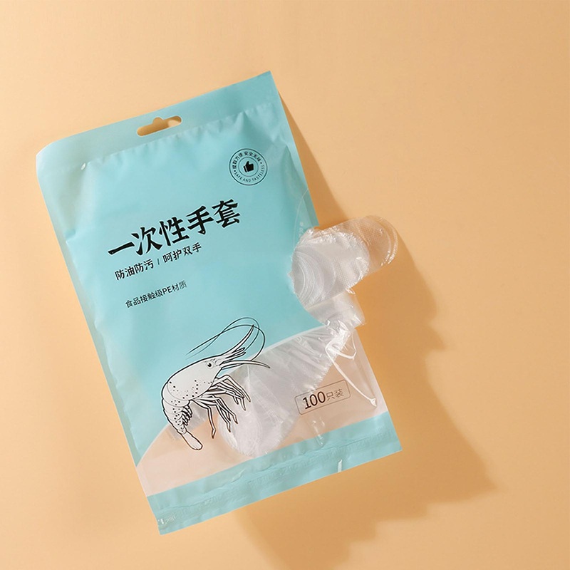 100PCS Clear Disposable Plastic Gloves Thickened Comfortable Fit