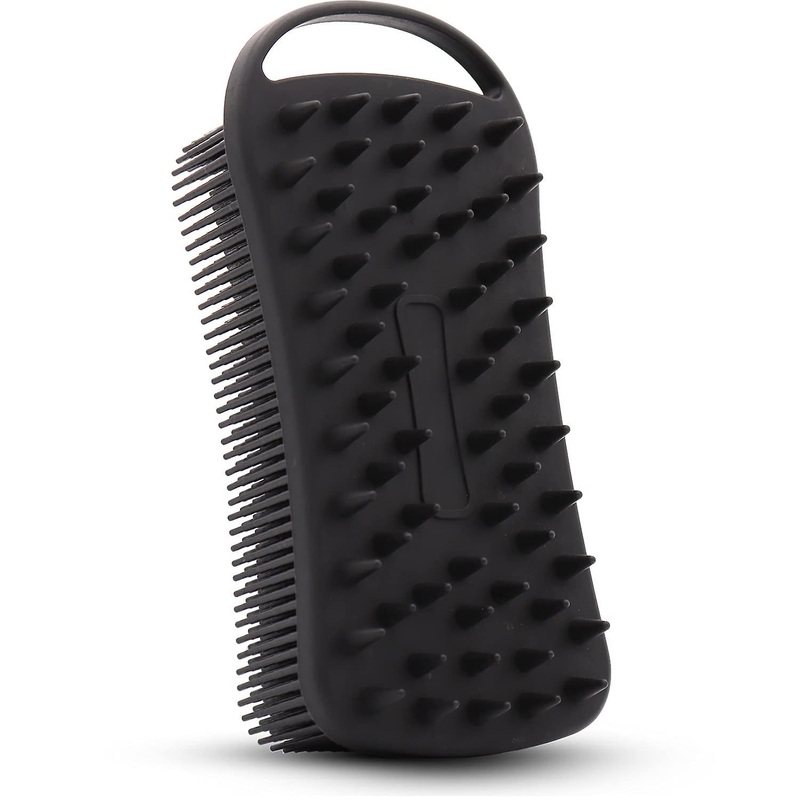 2 in 1 Silicone Body Scrubber, Shower Scrubber for Body, Soft Silicone Loofah for Sensitive Skin, Lathers Well, Scalp Massager Shampoo Brush, Double-S