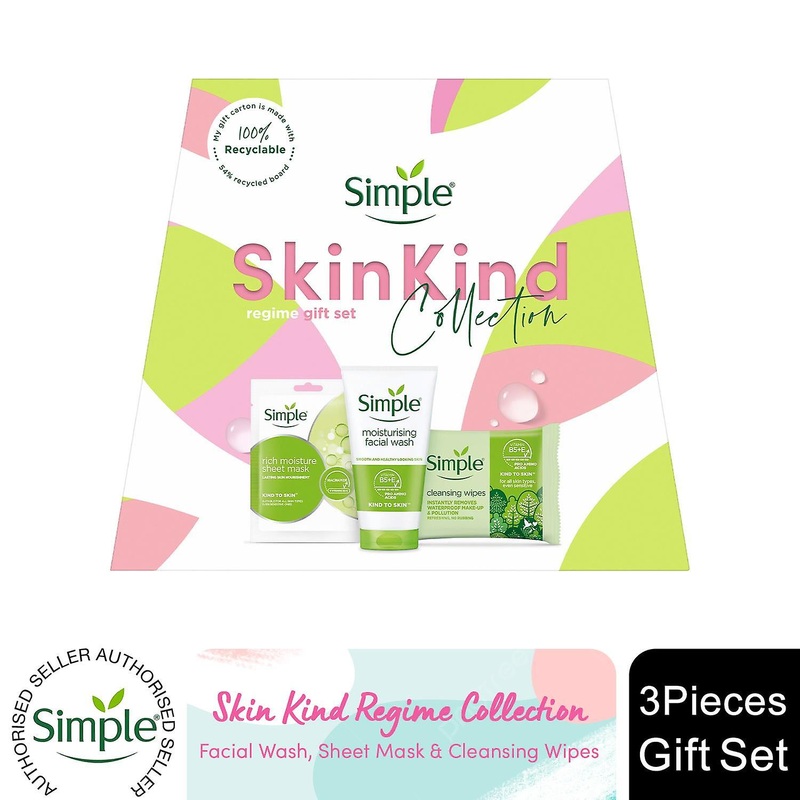 Simple Skin Kind Regime Collection Face Wash Mask & Wipes 3Pcs Gift Set for Her