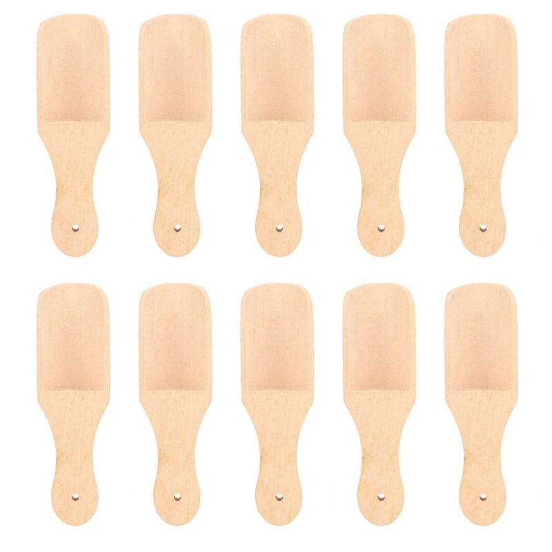 10Pcs Bath Salt Spoons Sturdy Beech Smoothing Light Durable Widely Used Wooden Scoop for Bathing Tea Leaves