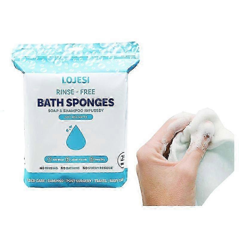 2025 Disposable Rinse Free Bathing Wipes – 25 Pack – All-in-1 Single Use Shower Wipes, Simply Dampen, Lather, and Dry Without Shampoo or Rinsing