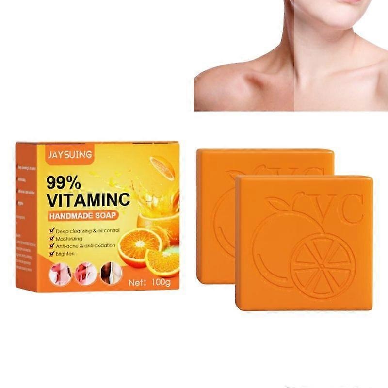2Pcs Brighten Soap Vitamin C Handmade Soap Face Body Skin Whitening Fade Melanin