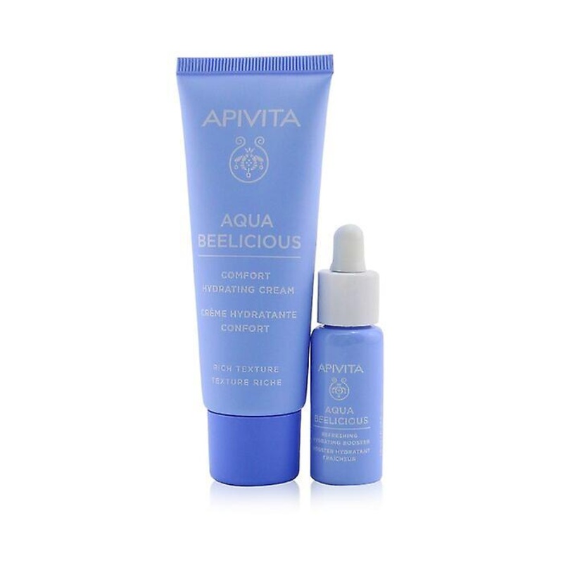 Apivita Hydrating Bouquet (aqua Beelicious- Rich Texture) Gift Set: Comfort Hydrating Cream 40ml+ Hydrating Booster 10ml+ Pouch 2pcs+1pouch
