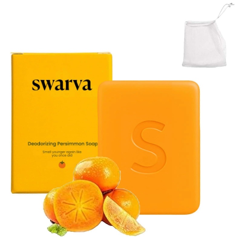1-3x Swarva Persimmon Soap Bar Body Odor Control Deodorant Soap for Men & Women